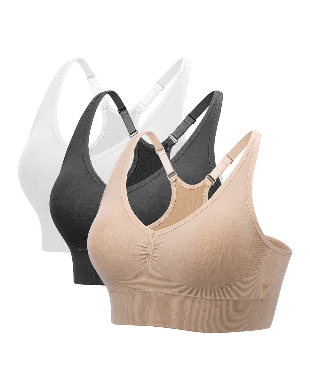 3 Pack Coobie Seamless Racerback Yoga Sports Bra 9093 Wireless Women s Sports Bra for Medium Impact Activities