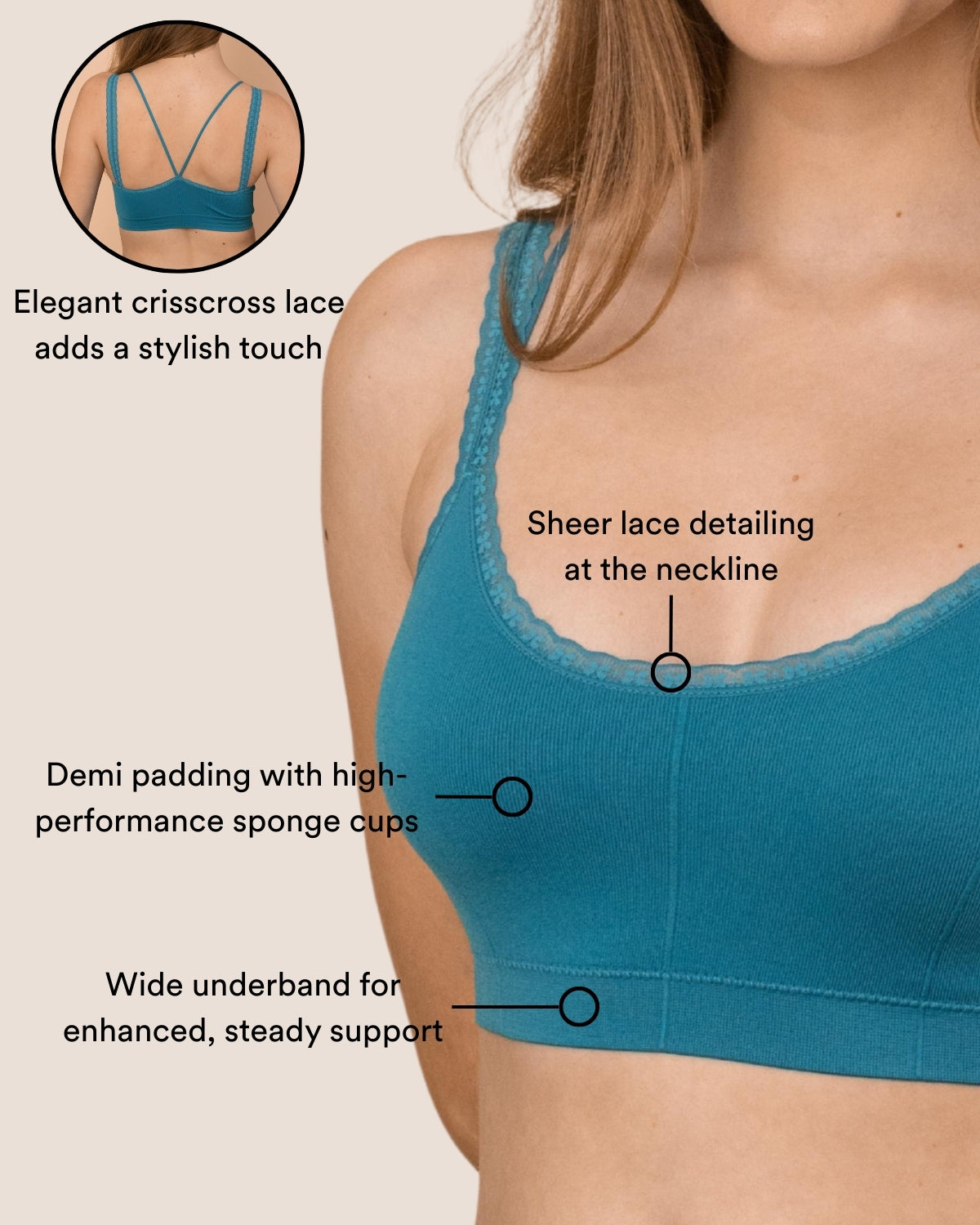 Lace Criss Cross Bra 9146 - Shop Coobie Seamless Bras